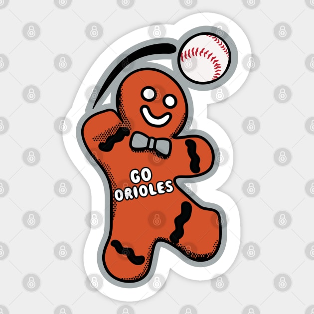 Baltimore Orioles Gingerbread Man Sticker by Rad Love